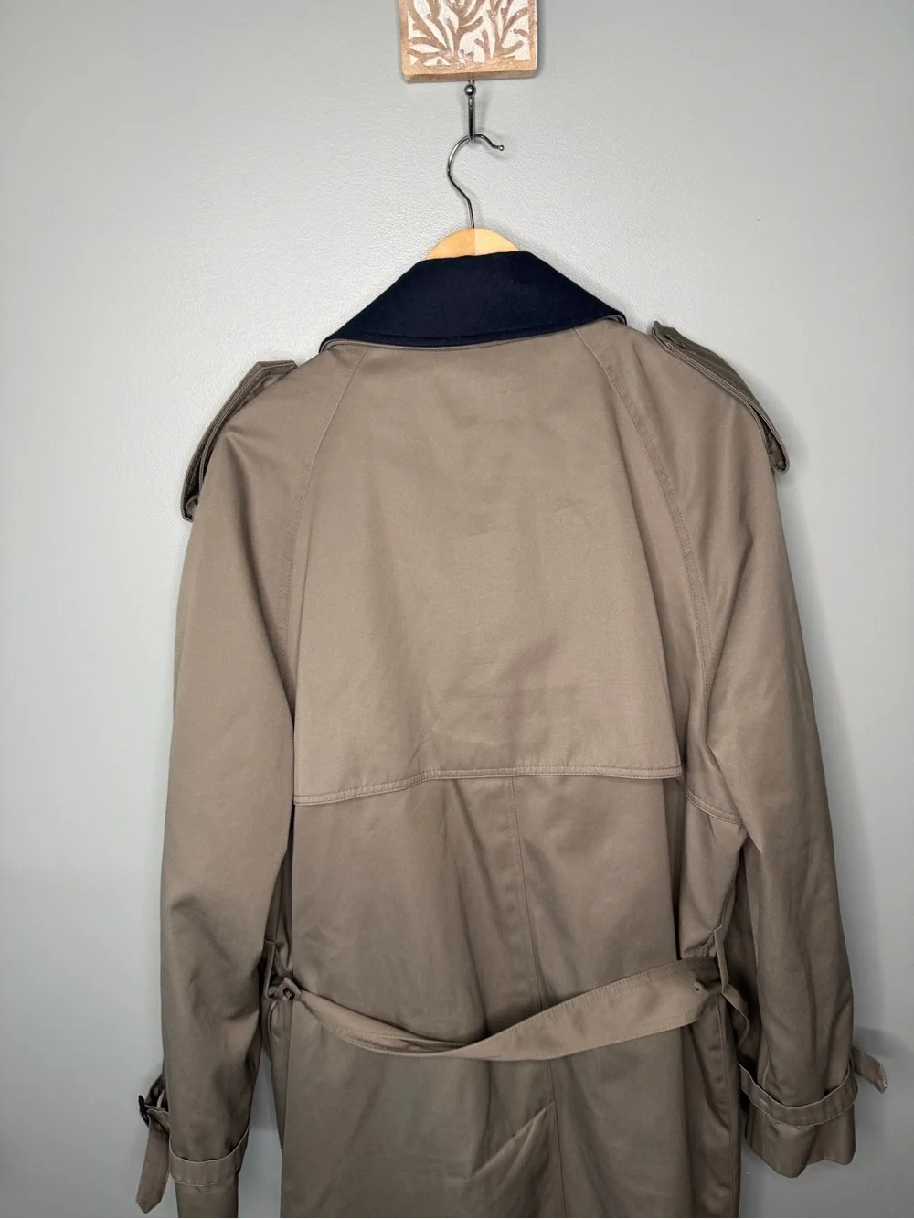 Lauren Ralph Lauren Vintage Double Breasted Trench Coat Contrast Collar Belted